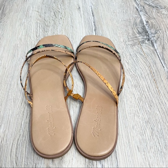 Madewell Lyra Slide Sandals Leather Snake Print Sz 8.5 - Picture 6 of 9